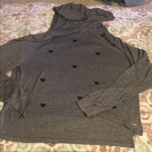 PINK Victoria's Secret Gray Hoodie with Black Heart Accents